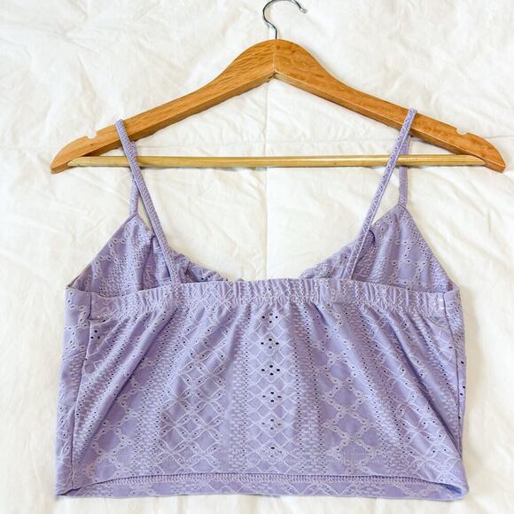 NWOT Shein Lavender Purple Eyelet Lace Tie Front Cami Crop Top Size Small - Picture 9 of 9
